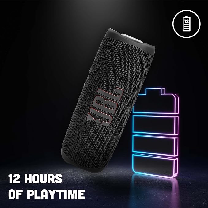 J,B,L Flip 6 Wireless 30W Portable Bluetooth Speaker Waterproof and Dustproof, Personalization App (Without Mic, Black)