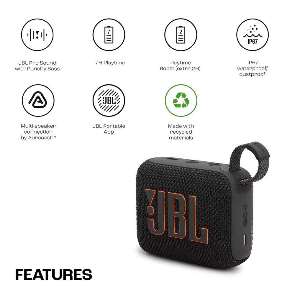 JBL Go 4, Wireless Ultra Portable Bluetooth Speaker,  Type C (Without Mic)